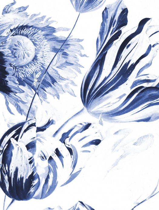 KEK Amsterdam Mural Royal Blue Flowers 2 Circle - L - 2.375m