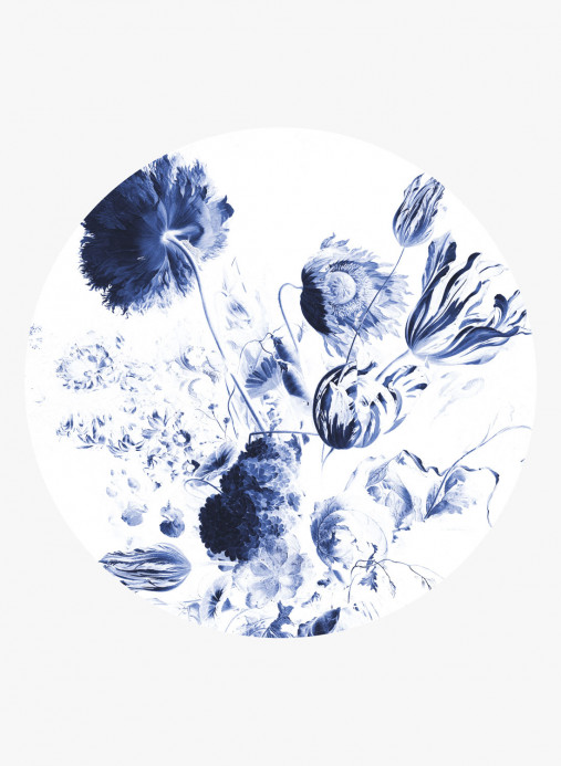 KEK Amsterdam Mural Royal Blue Flowers 2 Circle - L - 2.375m
