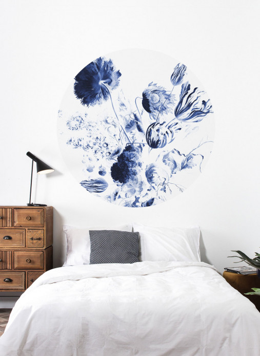 KEK Amsterdam Papier peint panoramique Royal Blue Flowers 2 Circle