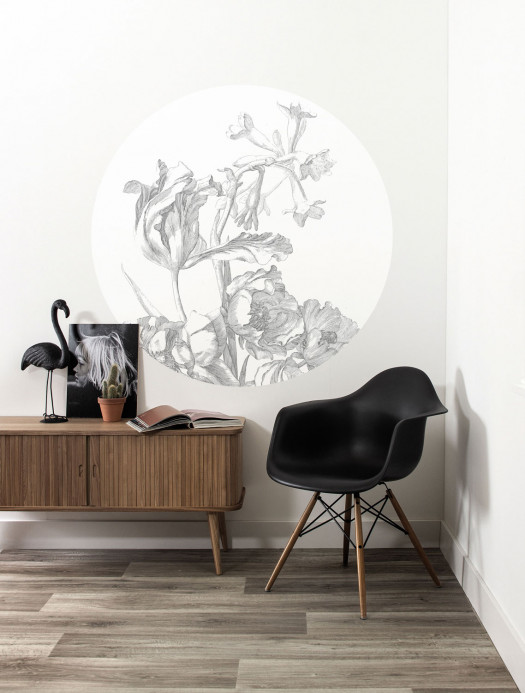 KEK Amsterdam Mural Engraved Flowers 4 Circle - S - 1.425m