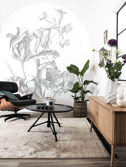 KEK Amsterdam Mural Engraved Flowers 4 Circle