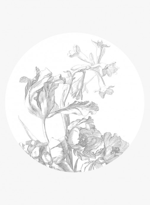KEK Amsterdam Wandbild Engraved Flowers 4 Circle - L - 2.375m