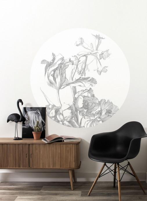 KEK Amsterdam Mural Engraved Flowers 4 Circle