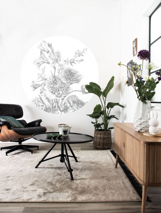 KEK Amsterdam Mural Engraved Flowers 2 Circle