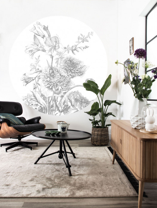 KEK Amsterdam Wandbild Engraved Flowers 2 Circle - M - 1.9m