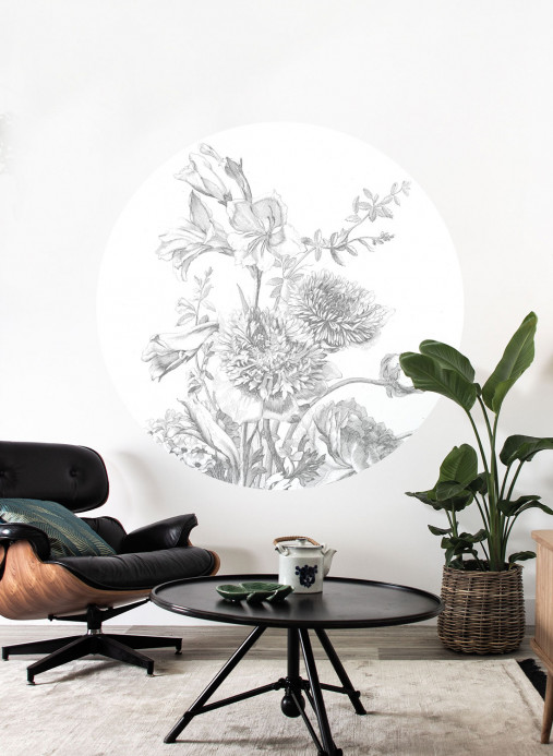 KEK Amsterdam Mural Engraved Flowers 2 Circle