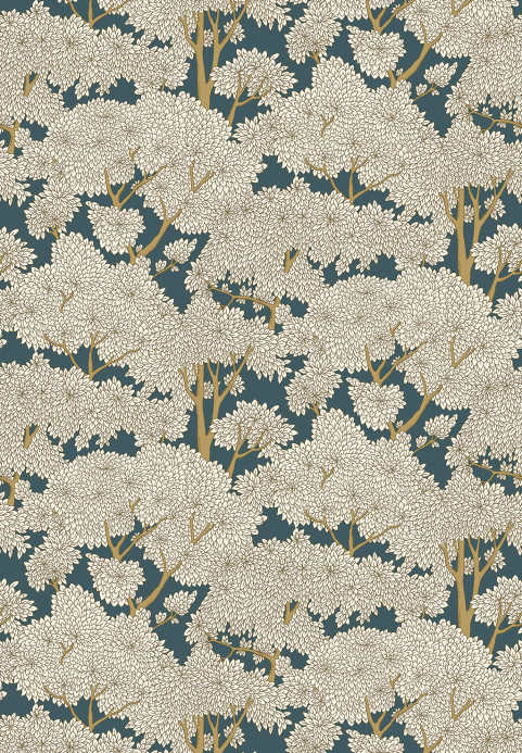 Josephine Munsey Tapete Stockend Woods - Navy and Ochre