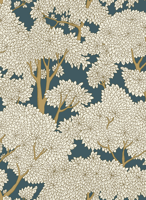 Josephine Munsey Tapete Stockend Woods - Navy and Ochre