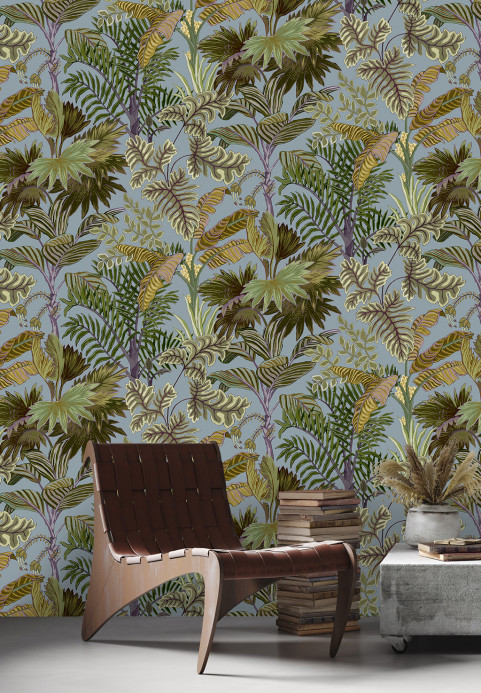 Josephine Munsey Wallpaper Palm Grove - Dusk and Verdigris