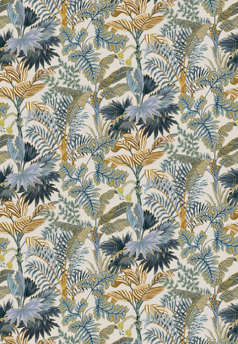 Josephine Munsey Wallpaper Palm Grove - Ecru and Blue