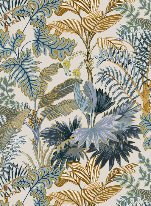 Josephine Munsey Papier peint Palm Grove - Ecru and Blue