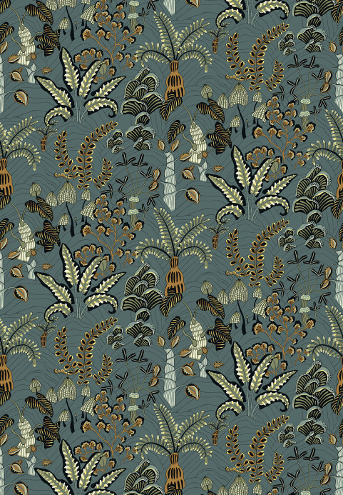 Josephine Munsey Tapete Woodland Floor - Petrol and Sage