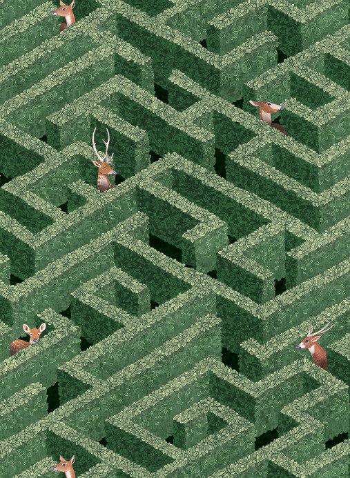 Josephine Munsey Tapete Labyrinth with Deer - Green
