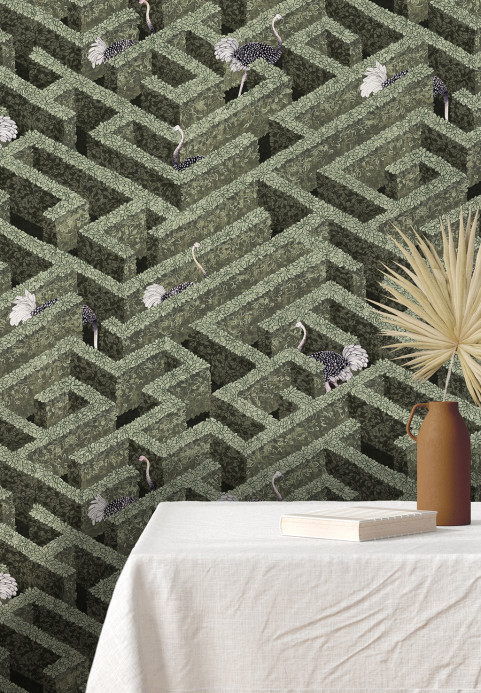 Josephine Munsey Wallpaper Labyrinth with Ostrich
