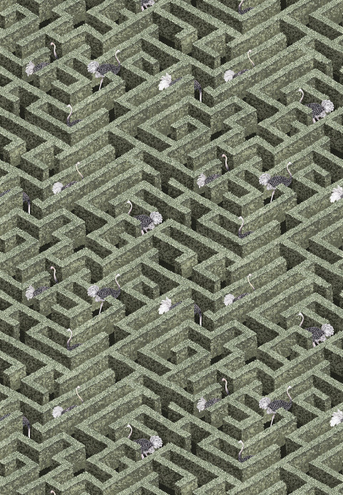 Josephine Munsey Tapete Labyrinth with Ostrich - Eucalyptus