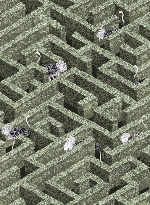 Josephine Munsey Tapete Labyrinth with Ostrich - Eucalyptus