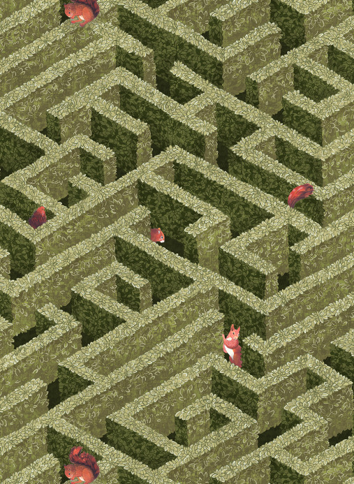 Josephine Munsey Tapete Labyrinth with Squirrel - Olive