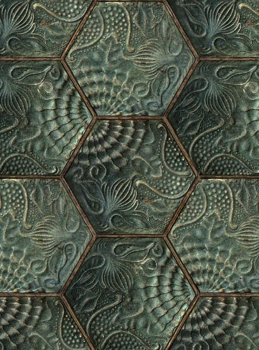 Rebel Walls Tapete Hexagon Tiles - Emerald