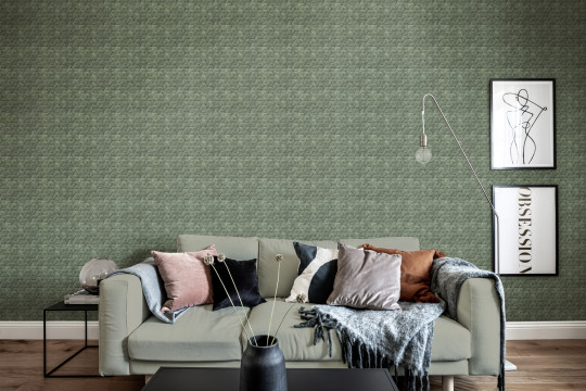 Rebel Walls Tapete Small Birch Bark Braids - Forest Green