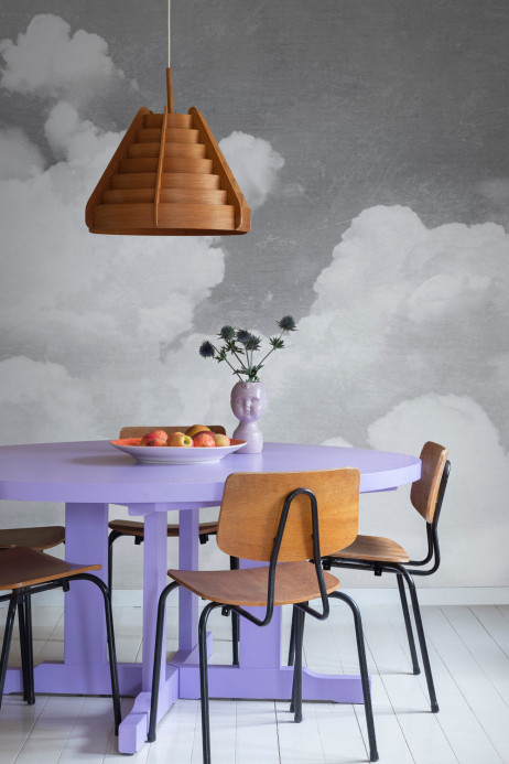 Rebel Walls Papier peint panoramique Cuddle Clouds - Graphite