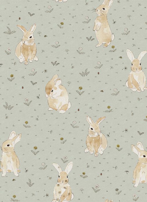 Rebel Walls Wallpaper Bunny Field - Mint