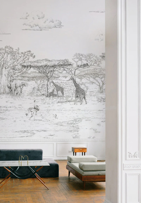 Isidore Leroy Papier peint panoramique Vallee du Rift Grisaille