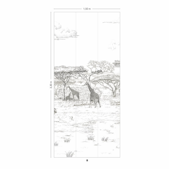 Isidore Leroy Papier peint panoramique Vallee du Rift Grisaille - Panel B