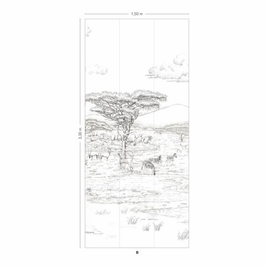 Isidore Leroy Papier peint panoramique Vallee du Rift Grisaille - Panel C