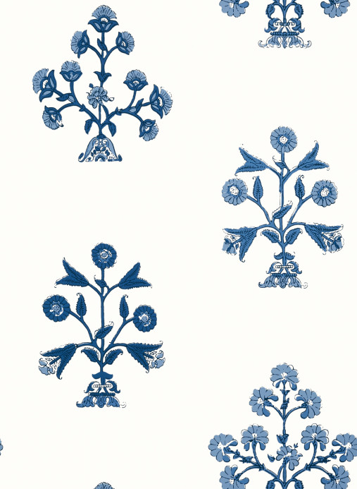 Thibaut Wallpaper Indian Flower - Blues