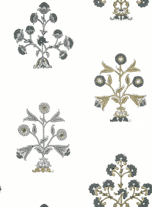 Thibaut Wallpaper Indian Flower - Black and White