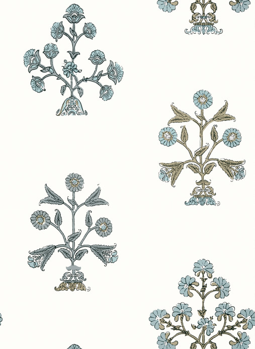 Thibaut Papier peint Indian Flower - Spa Blue