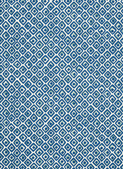 Thibaut Wallpaper Indian Diamond - Blue and Turquoise