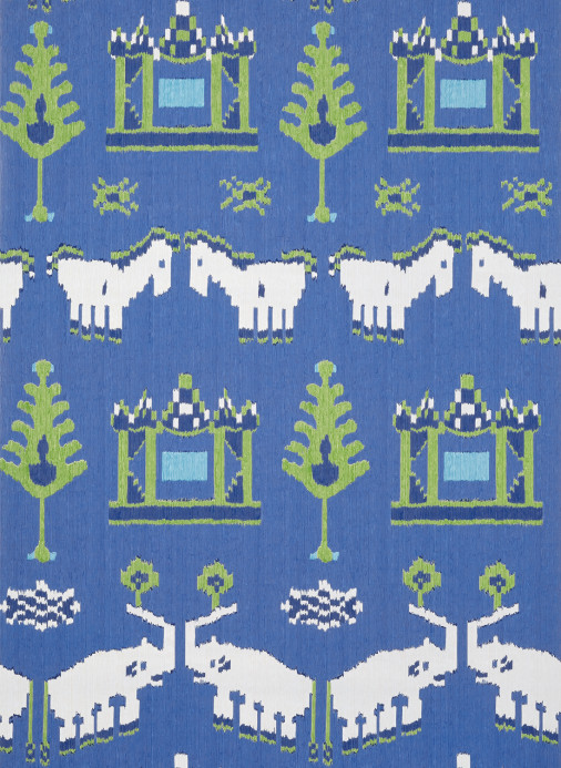 Thibaut Tapete Kingdom Parade - Blue and Green