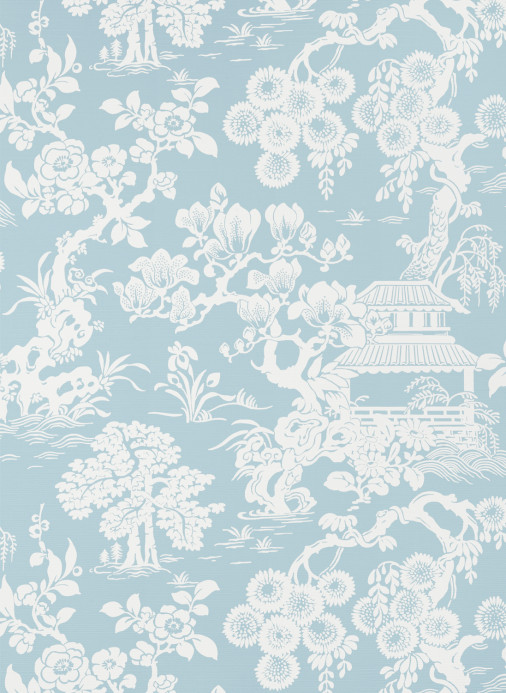 Thibaut Wallpaper Japanese Garden - Spa Blue
