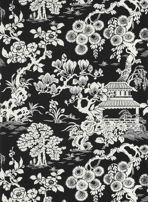 Thibaut Wallpaper Japanese Garden - Black