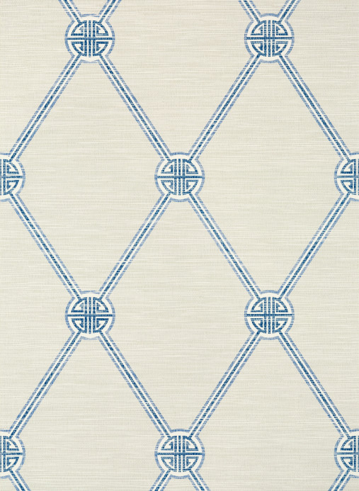 Thibaut Wallpaper Turnberry Trellis - Beige and Blue