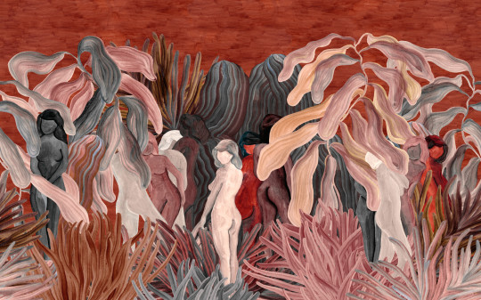 Arte International Papier peint panoramique Secret Silhouettes - Saffron