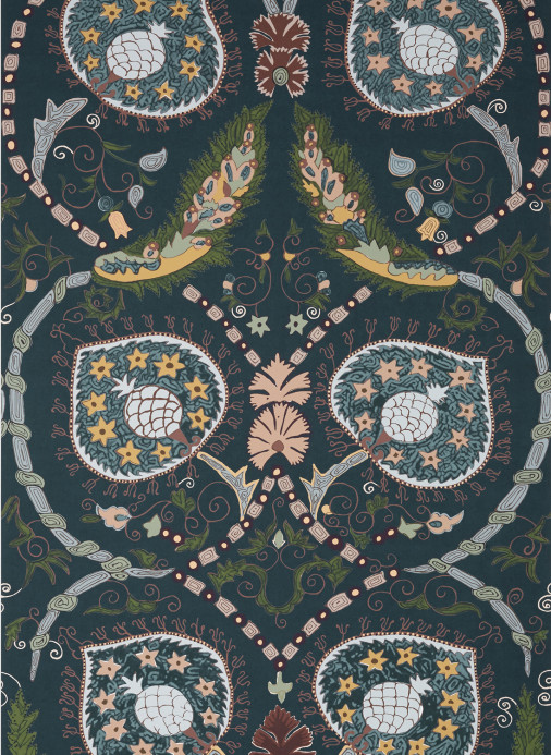 Thibaut Wallpaper Lewis - Charcoal and Bluestone