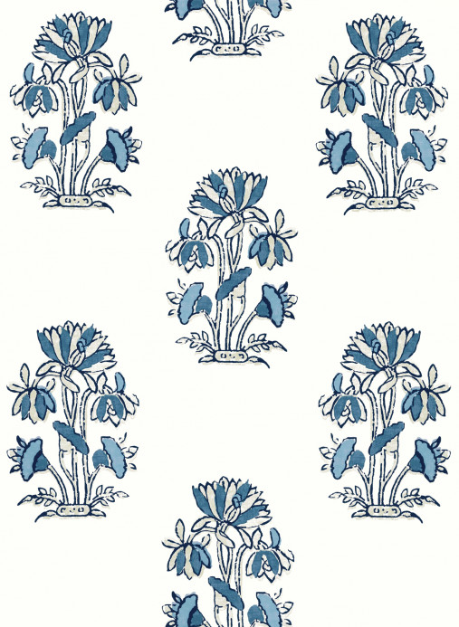 Thibaut Tapete Lily Flower - Blue and White