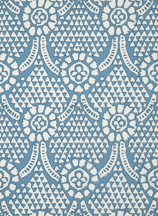 Thibaut Wallpaper Chamomile - Blue and White