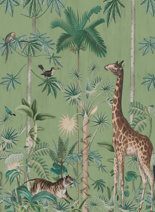 Rebel Walls Papier peint panoramique Giraffes Stroll - Emerald