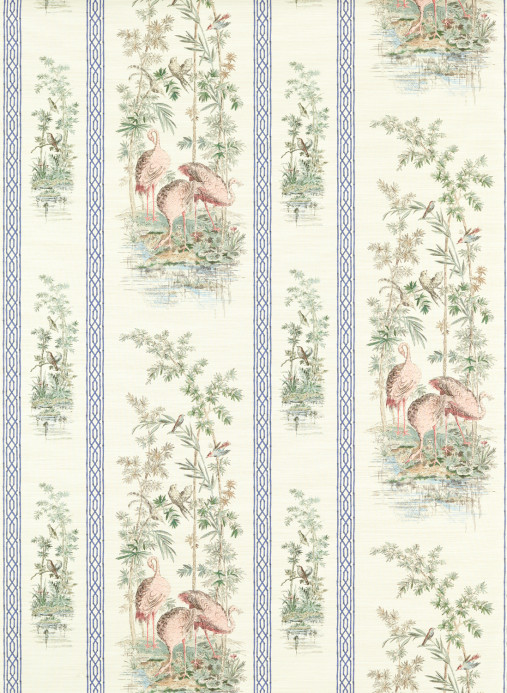 Zoffany Papier peint Storks & Thrushes - Tuscan Pink / Cobalt