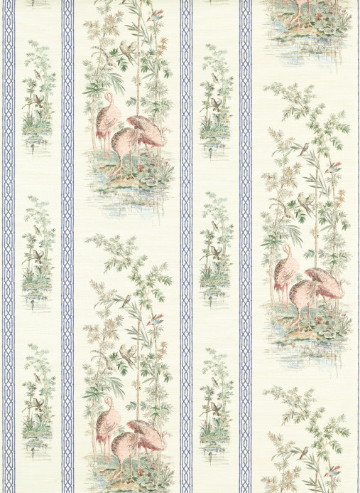 Zoffany Wallpaper Storks & Thrushes - Tuscan Pink / Cobalt
