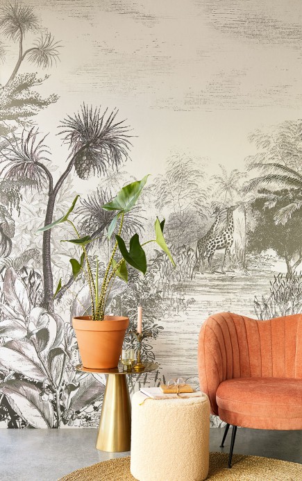 Dschungel Wandbild Giraffe von Eijffinger - Grey