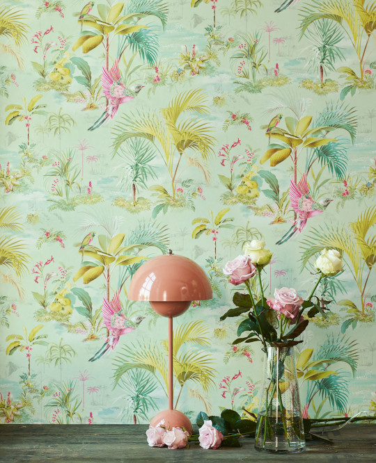 Florale Tapete Palm Scenes von Eijffinger - Hellgrün