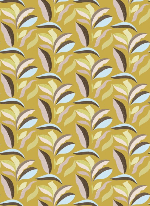 Florale Tapete Nid d Oiseau von Elitis - Gelb