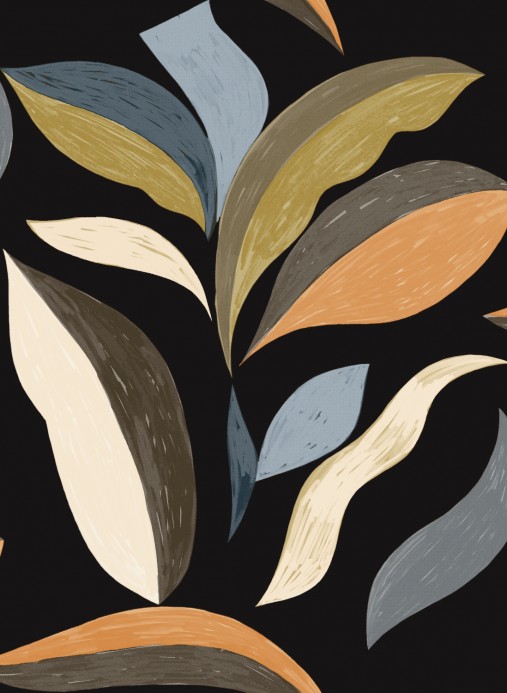 Florale Tapete Nid d Oiseau von Elitis - Schwarz