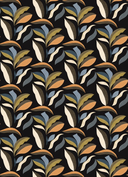 Florale Tapete Nid d Oiseau von Elitis - Schwarz