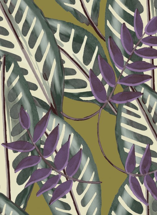 Elitis Wallpaper Alocasia Braun Violett