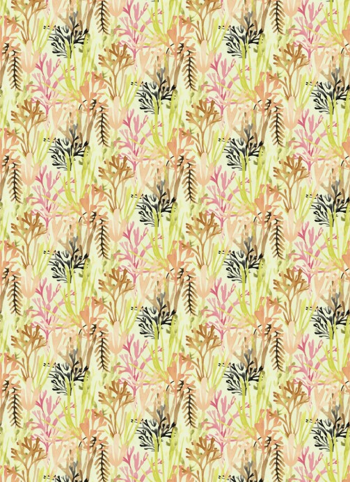 Florale Tapete Algues von Elitis - Grün/ Pink